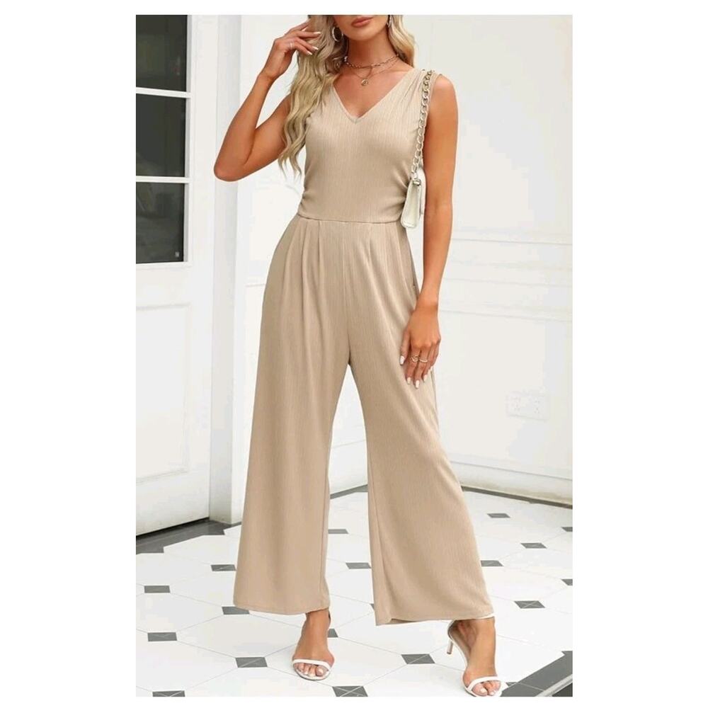 BMJL Womens Jumpsuits Sleeveless Wide Leg Pants Romper Casual V Neck Sz XL - Picture 2 of 8